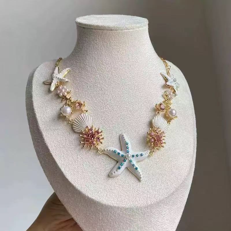 Seaside Vacation Wind Dopamine Shell Beaded Necklace Girls Niche Design Sense Collarbone Chain Summer Vacation Wind Match