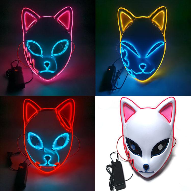 Black Ghost LED Sound-Control Mask - Luminous V Shape Halloween Prop