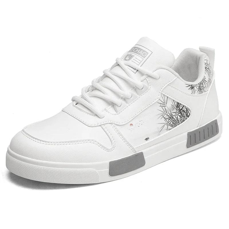 

2025 Мода Мужские Повседневные Кроссовки на Платформе На Шнуровке Студенческие Кроссовки 39 белый