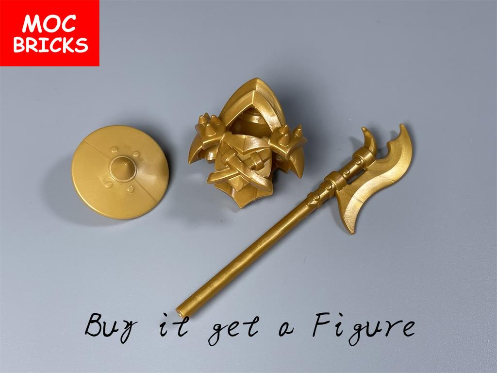 Einzelner MOC Baustein Schwarzer Goldener Rüstungswarrior Mittelalterliche Ritter Rom Waffe Actionfigur Pädagogischer Baustein Geschenke