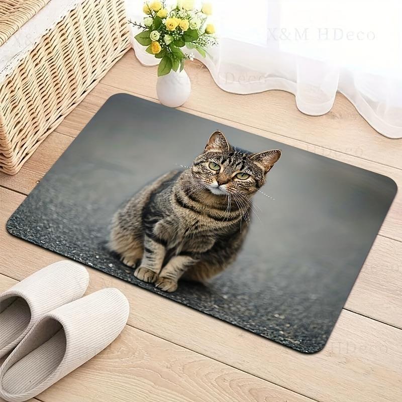 Cartoon furry cute cat animals, game carpet, non-slip washable floor mat