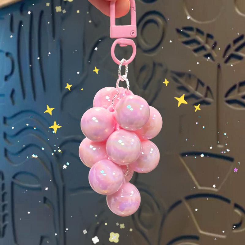 Charming Transparent Acrylic Grape Cluster Keychain - Women's Handbag Accessory & Small Gift