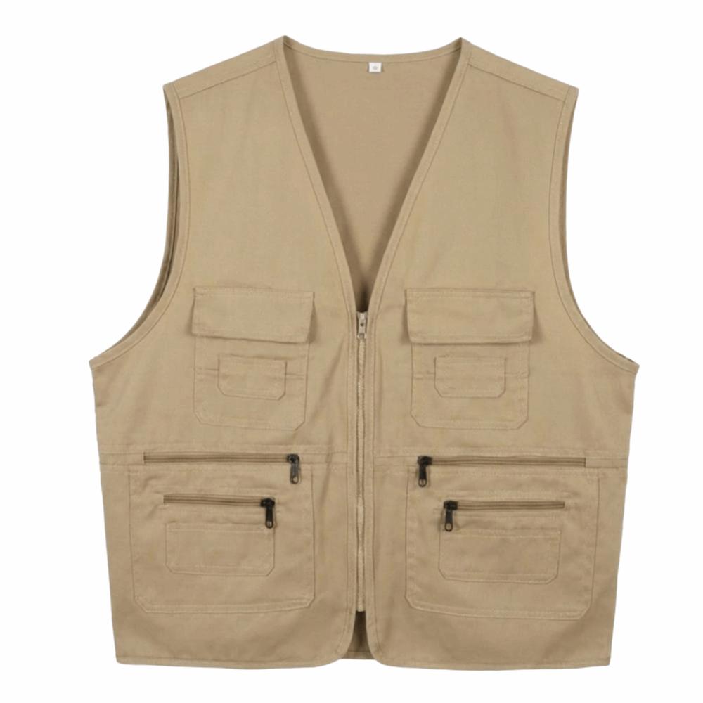 V Neck Cargo Vest Zip Up Outdoor Vest Durable Fishing Vest  Hiking