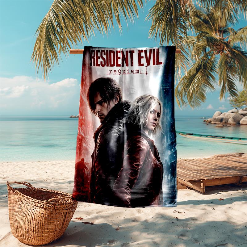 proof beach towel with resident Evil pattern - soft,absorbent,quick-drying,machine washable - perfect for swimming,camping,bathing
