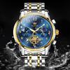 OLEVS Fashion Business Mens Wristwatches Gold Clock Male Stainless Steel Waterproof Calendar Quartz Watches