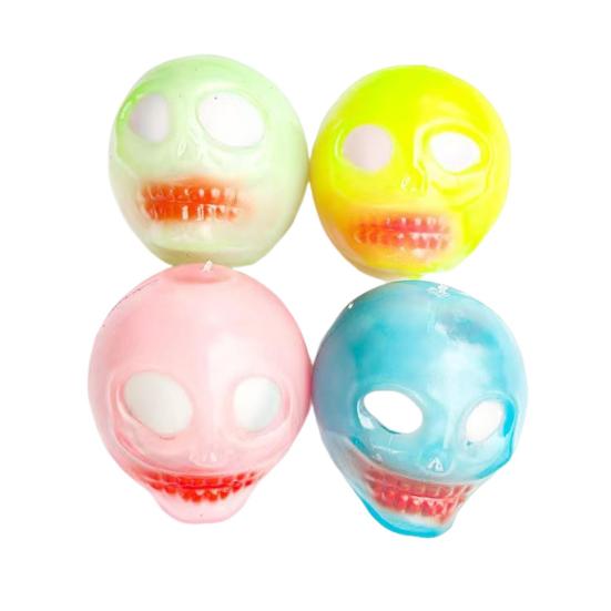 Luminous Skull Stress Ball Toy Anxiety Relief Glow-in-the-dark Squeeze Ball Sensory Toy Kids Teens Adults Portable Soft TPR Ball Pinch Fidget Toy