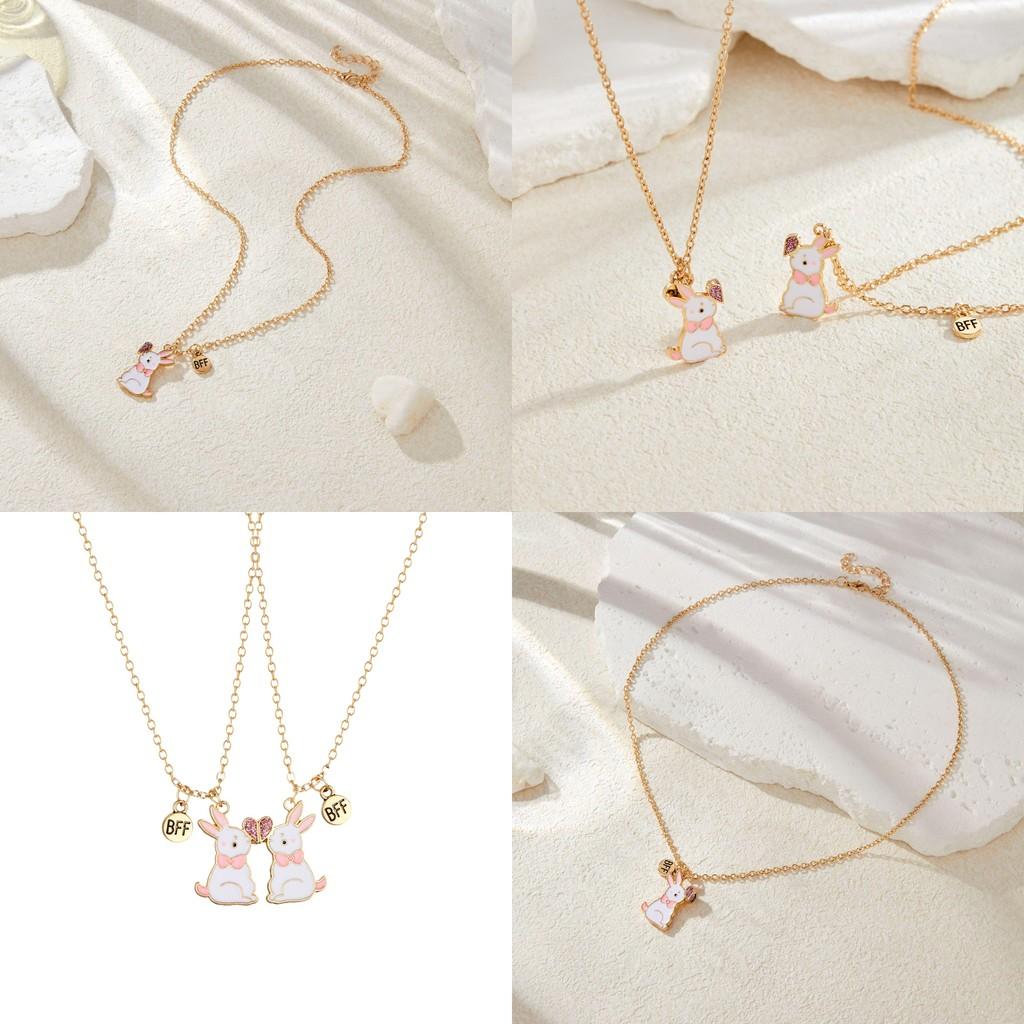 Adorable Bunny Friendship Necklace Set For Kids Crafted From Alloy Perfect For Easter Gifts