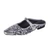 Grape Mother Autumn New Fashion Sparkling Sequins Single Shoes Women's Fashion Wear Comfortable Half To Muller Single Shoes Women