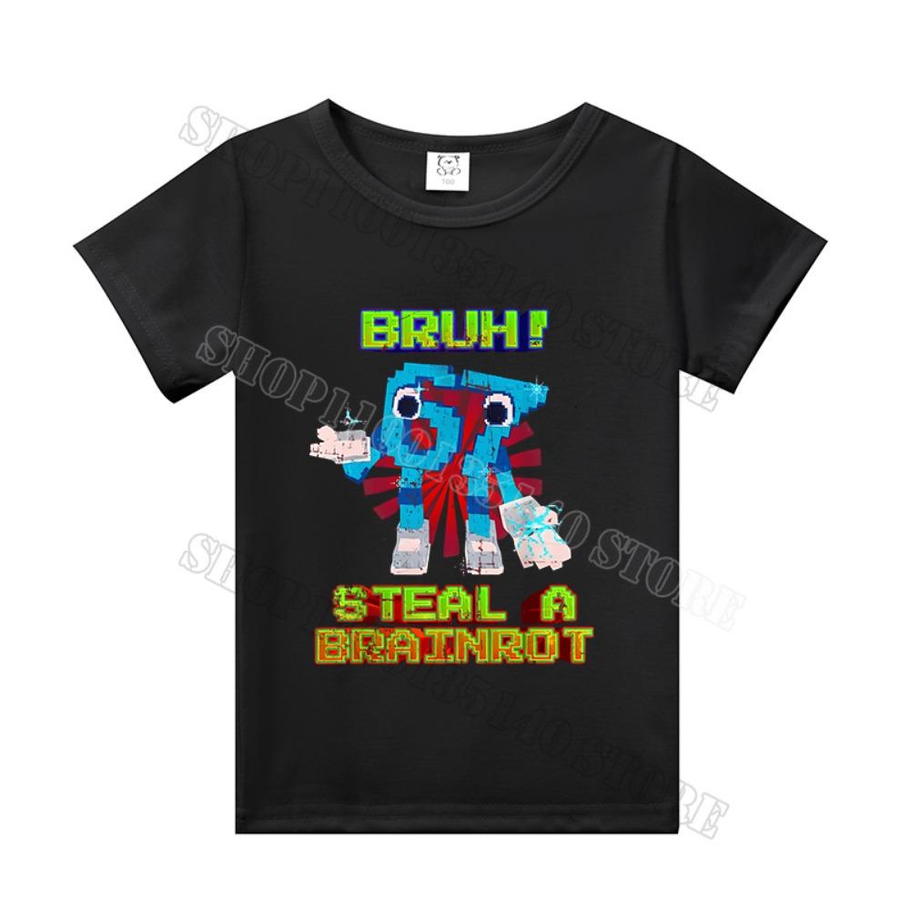 Steal A Brainrot Short Sleeve Children T-shirt 67 Six Seven Cotton Tops Tshirt Boys Girls Clothing Fashion Funny Kid Tee Shirts