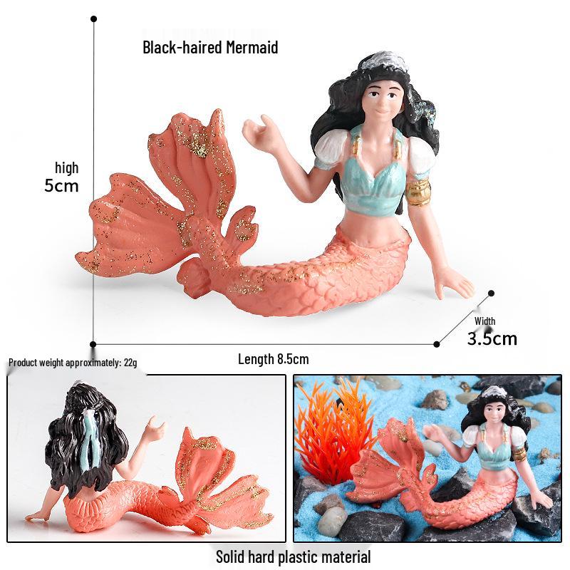 Solid Mermaid Princess Figurine - Realistic Doll Model Cake Ornament