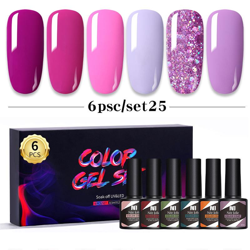 Nail Polish Glue Set 8Ml 6 Bottles Boxed Nail Art Barbie Glue Japanese Nail Color Glue Phototherapy Glue