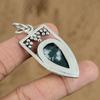 Natural Solar Moss Agate Gemstone Pendant Green 925 Sterling Silver Jewelry