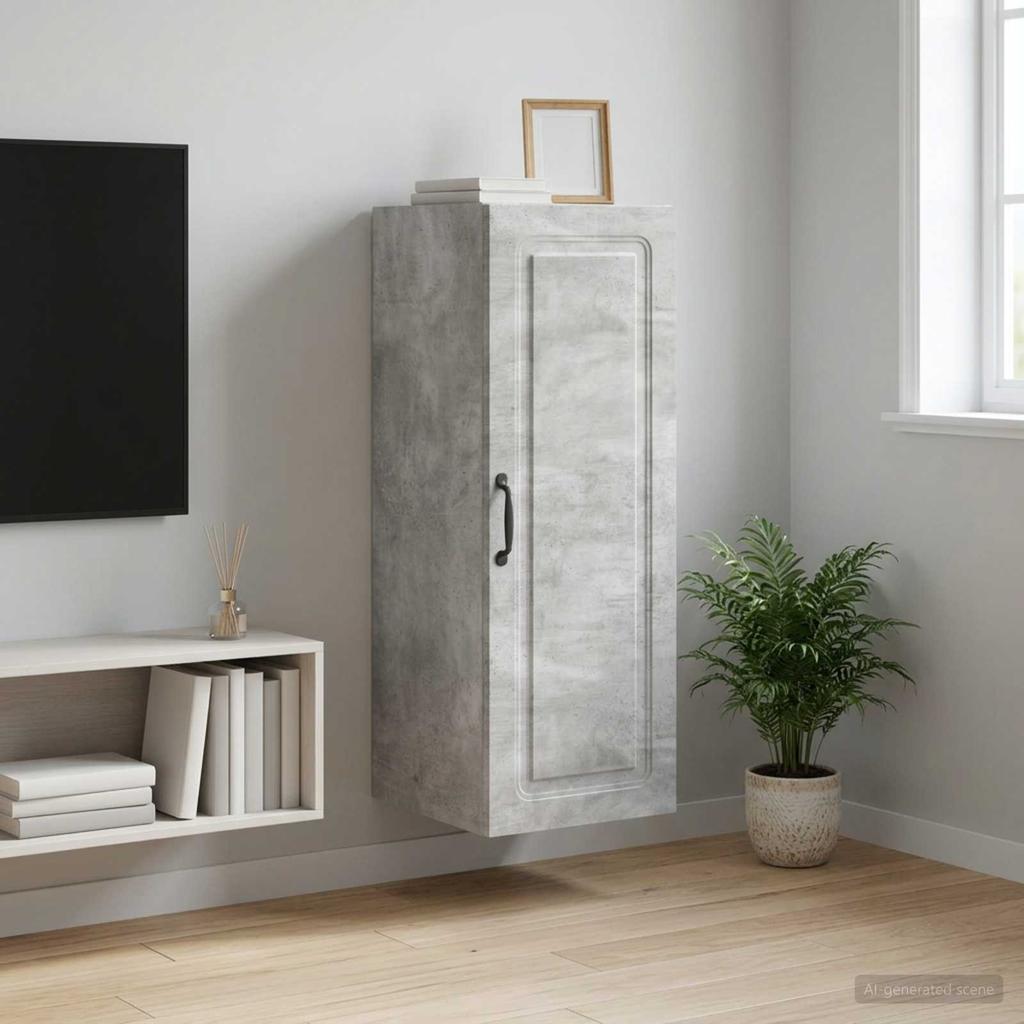 Wall Mounted Cabinet Concrete Grey 33 x 34.5 x 90 cm Particleboard