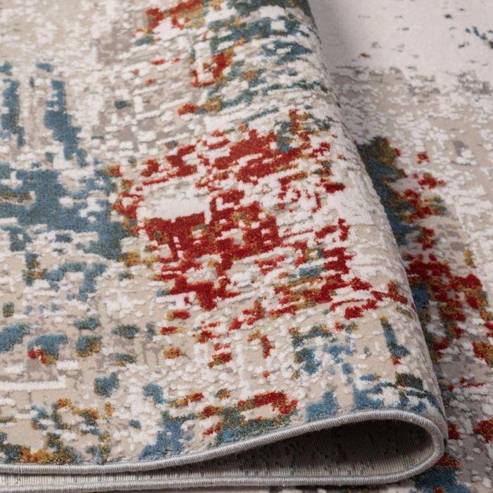 Tapis design abstrait en viscose douce gris multicolore 200x290
