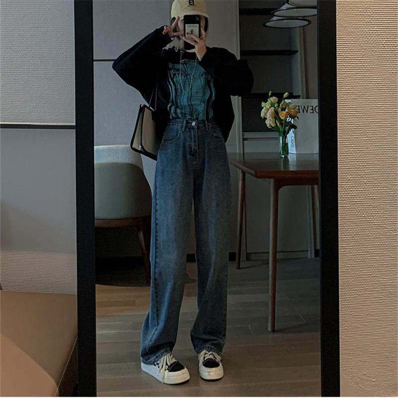 2022 Fashion Trend Casual Straight Leg JeansFor Women High Waist Korean stytle Denim Pants Baggy Pants comfortable Trousers