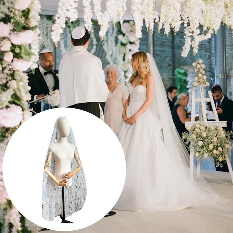 Handcraft Embroidered Flower Bridal Veil Great for Nature Inspiring Wedding Ceremonies Bride Veil for Photography Wear