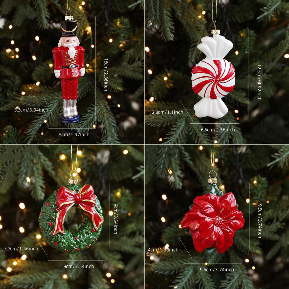 Christmas Ornaments Colorful Christmas Decorations Festive Santa Tree Ornaments Modern Brown Finial Decorations for Vintage