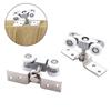 2pcs Sliding Door Roller Hardware Slide Doors Pulley 4-Wheels Glass Door Hanging Rail Track Pulley Silent Nylon Wheels