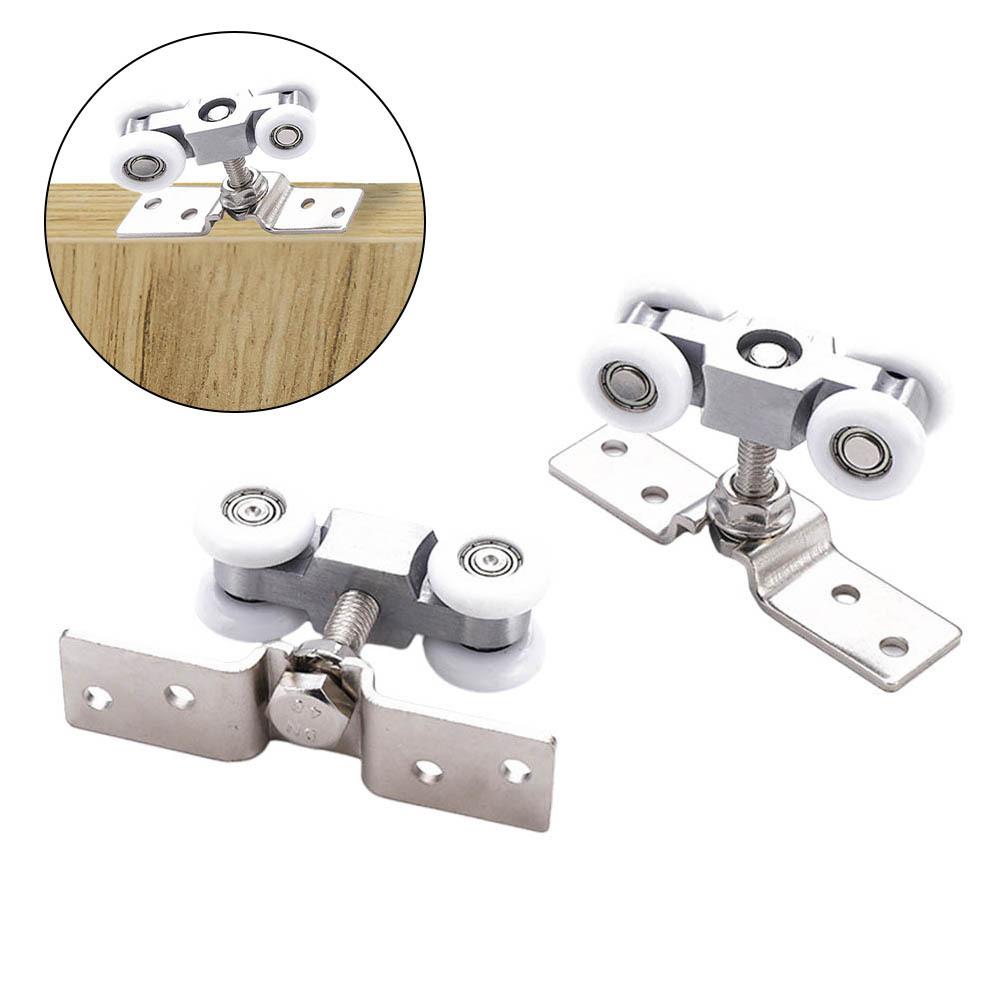 2pcs Sliding Door Roller Hardware Slide Doors Pulley 4-Wheels Glass Door Hanging Rail Track Pulley Silent Nylon Wheels