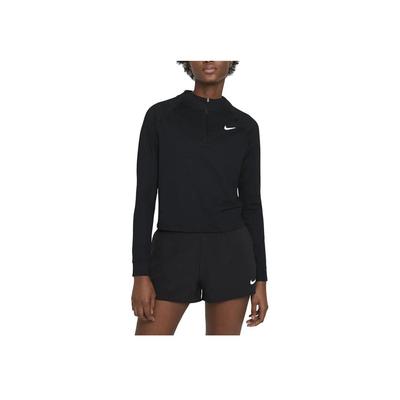 Nike Victory Einfarbig Stehkragen Halbreißverschluss Schnelltrocknend Langarm T-Shirt Damen Oberteile Schwarz CV4698-010