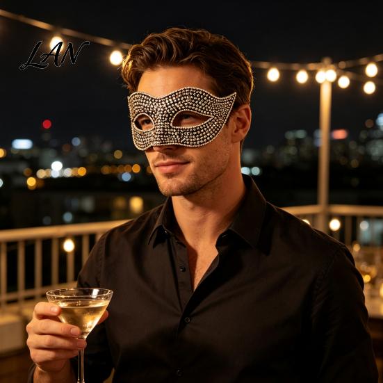 Classic Venetian Masquerade Masque Bling Rhinestone for Women, Sparkly Party Half Comfortable Prom Women Face Eye Halloween, Mardi Gras, Ball Costume