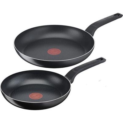 Lot De 2 Poêles - B55590 Easy Cook &amp; Clean - Revêtement Titane Anti-adhésif - 24/28 Cm - Signal Thermique