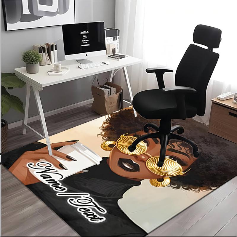 1PC Custom Name Golden Elegance Coffee Theme Floor Mat Ideal for Living Room, Game Rooms, Office, Bedroom,Floor Mat Playful Design