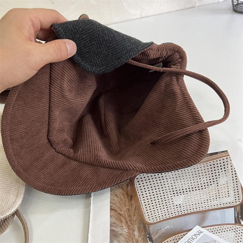 Autumn and Winter New Woolen Men's and Women's Outdoor Corduroy Warm and Cold Ear Protection Hats
