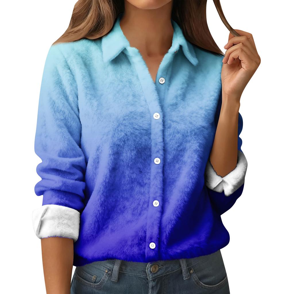Women's Shirt Blouse Print Button Long Sleeve Casual Basic Shirt Collar Regular Top