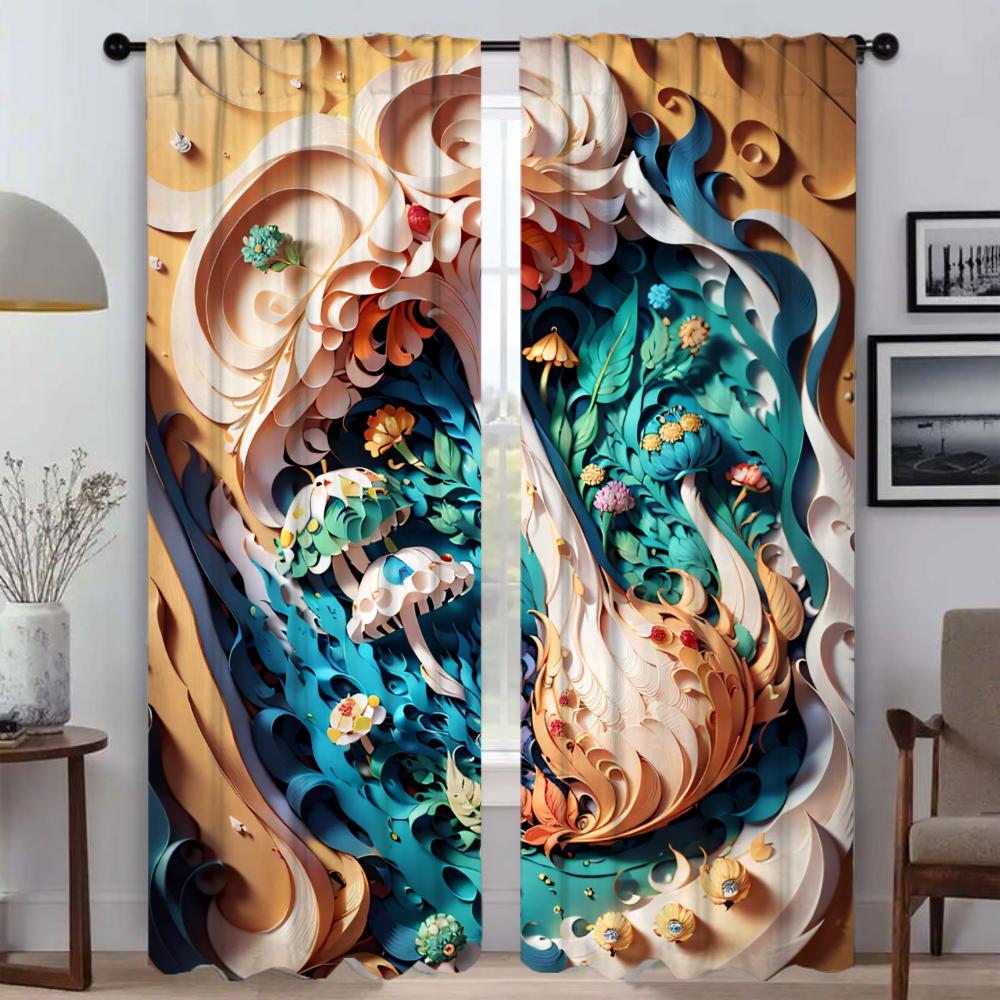 3D Printing Kitchen Curtains for Camera Partition Blackout Curtain for Room 2 Panel Home Interior Curtains Blinds Shades Living