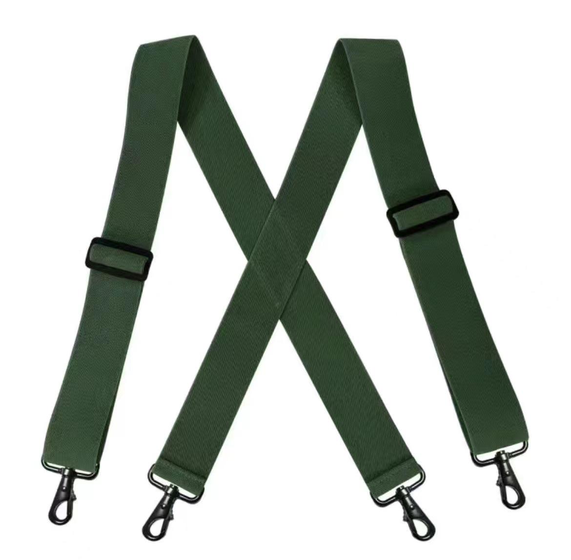 

Мужские эластичные подтяжки с 4 крючками, расширенные 5 см, черные X-образные перекрещенные для больших размеров армия зеленый