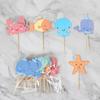 24Pcs Ocean Animal Cupcake Toppers Under The Sea Birthday Party Cake Decorations Baby Shower Girls Mermaid Themed Party Supplies