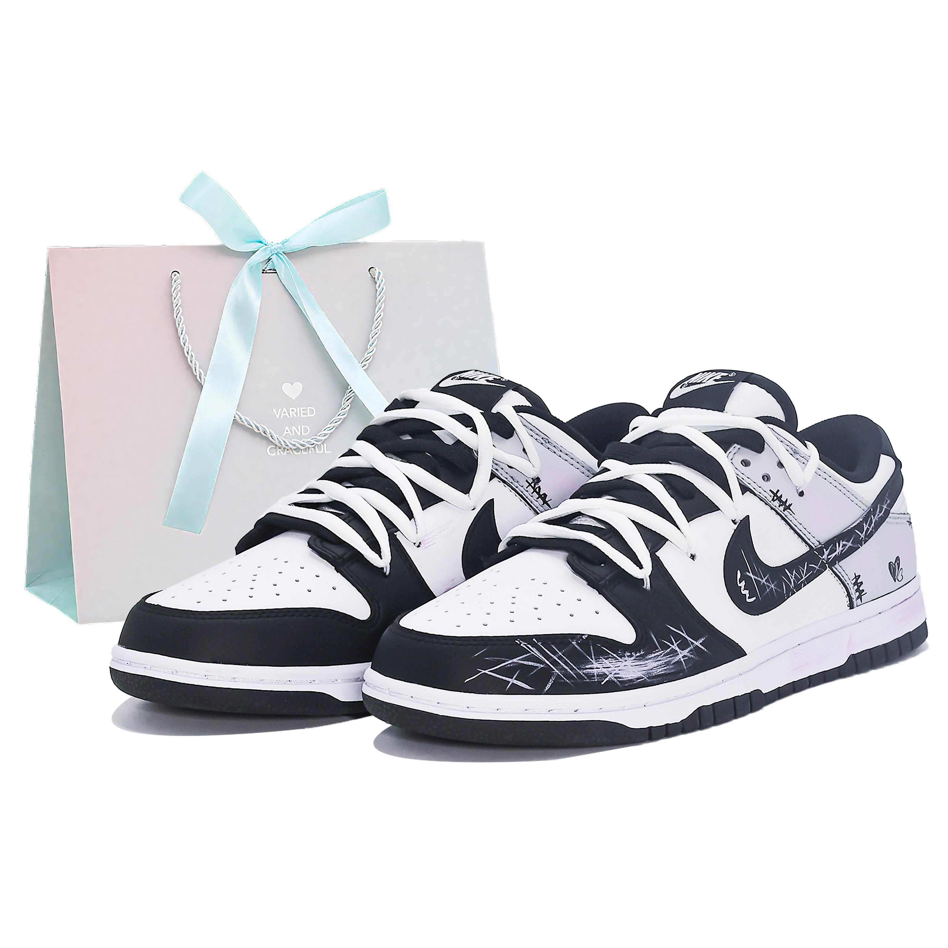

Nike Dunk Abrasion Resistant Low top Skateboard Shoes Unisex Black Gray Pink CW1590-100(Team1534-GBAG) 35.5