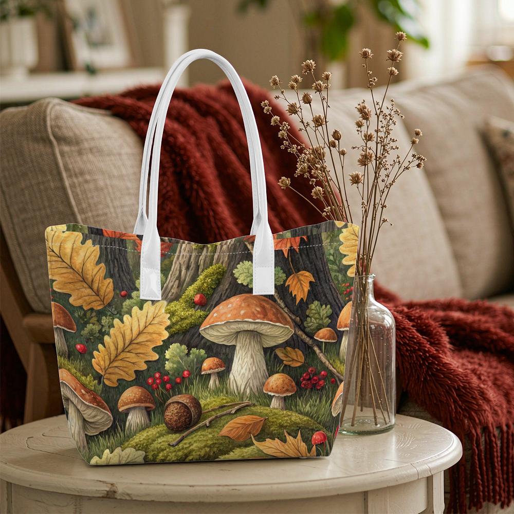 Cute Mushroom Pattern Tote Bag Women Outdoor Casual Large Capacity Shopping Handbag