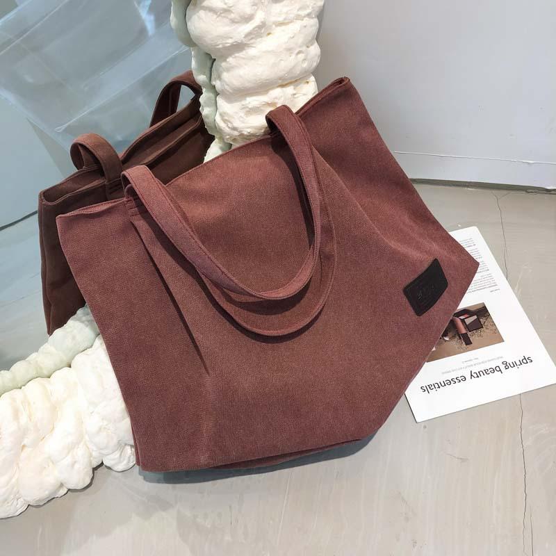 New washed canvas large bag portable shoulder bag large capacity student bag trendy bag