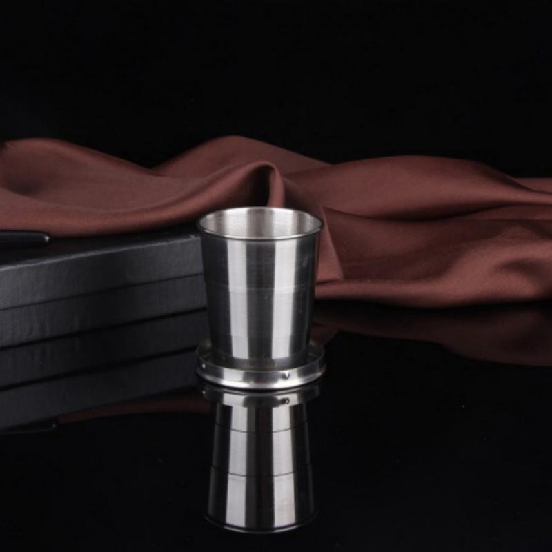 

Портативные чашки из нержавеющей стали для путешествий на открытом воздухе, телескопическая чашка для виски, вина, пива, складная металлическая кружка для вина 75/140/250 мл 75ml чёрный