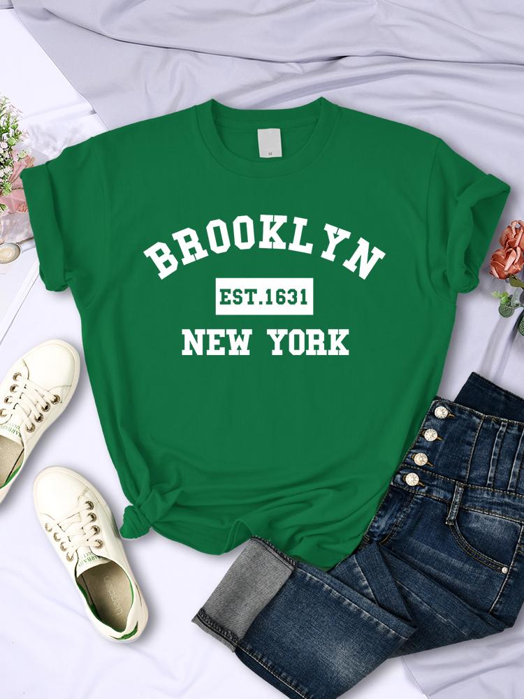 

Бруклин Восток. 1631 Нью-Йоркская футболка с надписью, женская дышащая футболка, уличная мода, футболки, одежда, летние забавные мягкие топы с короткими рукавами L зелёный