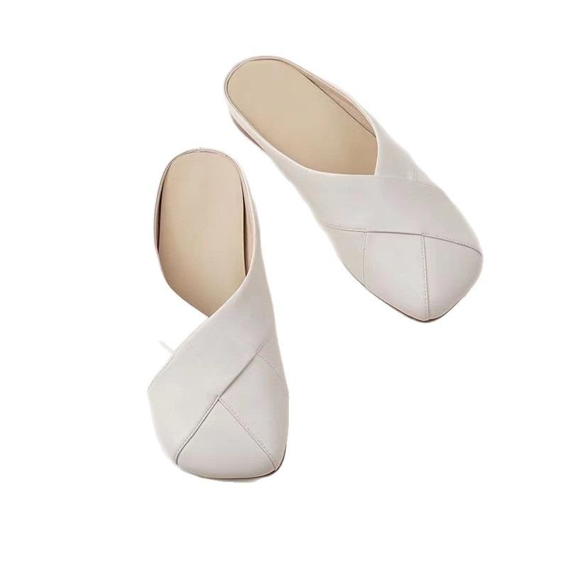 Baotou half slippers women's and women's new summer outer wear soft bottom versatile flat bottom square head cool slippers