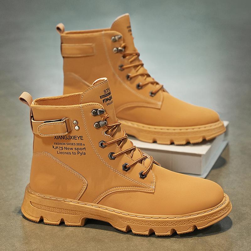 

Men s British Platform Ankle Boots Man Outdoor High Top Comfort Punk Motorcycle Boots for Men WaterProof Non-slip Safty Shoes 39