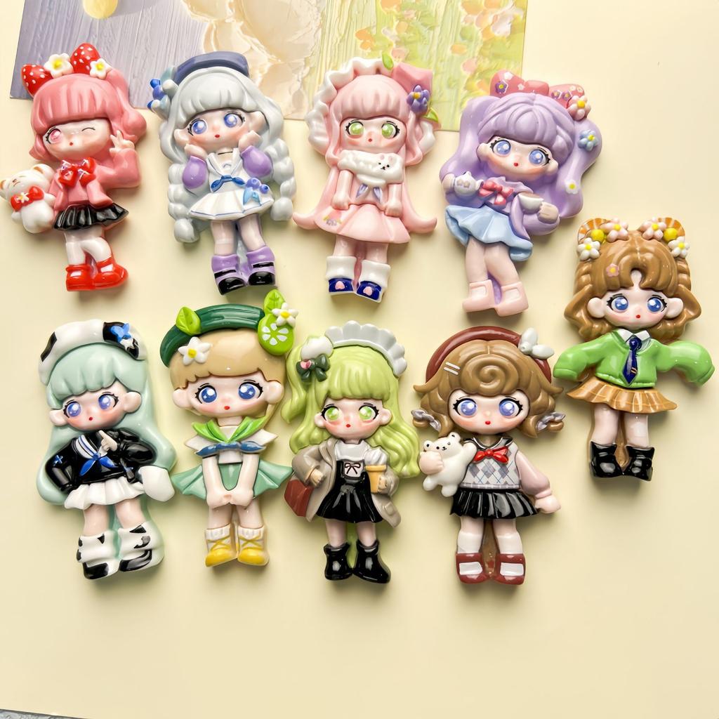College Style Donna Cartoon Bright Resin Handmade DIY Cream Gel Hair Clip Refrigerator Sticker Jewelry Batch Toys Blind Bags
