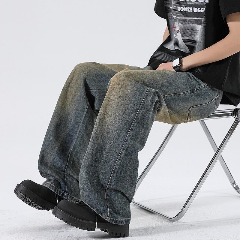 New Spring and Summer Scimitar Pants Dirty Pants Burned Fried Salt Water Washing Street Jeans Trousers