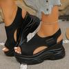Women's Thick-soled Casual Sandals with Adjustable Laces and Chunky Heel, A Comfortable Everyday Summer Shoe