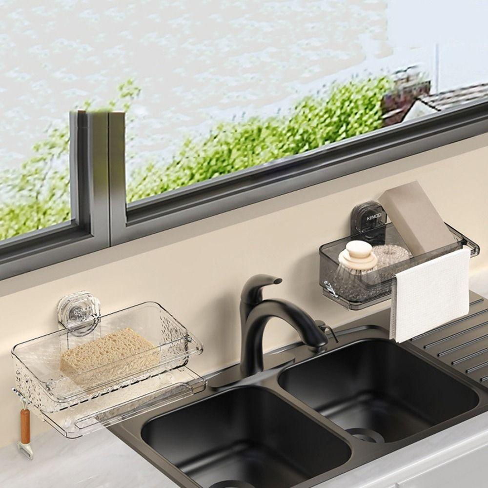 

Plastic Suction Shower Shelf Wall Mounted Shower Organizer Suction Cup Sink Drain Rack Kitchen