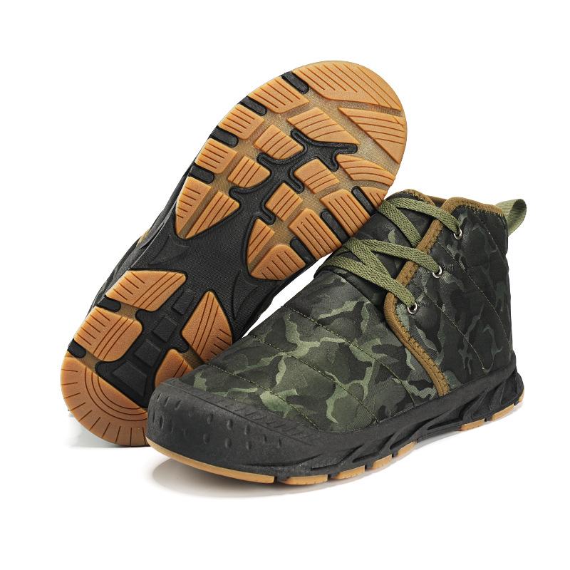 Men's High-Top Camouflage Waterproof Snow Boots - Non-Slip Outdoor Velvet-Lined Casual Cotton Shoes