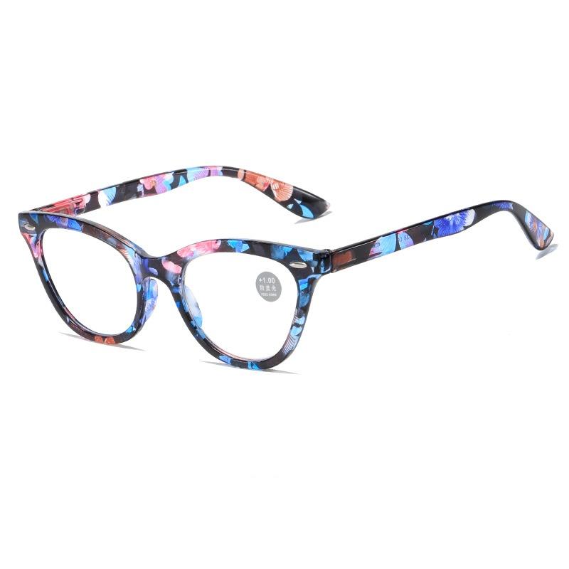 New Retro Women Reading Glasses Cat Eyes and Rice Nails Design Anti Blue Light Reading Eyewear Fashion Prescription Glasses+1.0