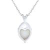 Romantic Opalence Simple Bridal Gemstone White Prong Set Created Solitaire Opal Heart Shape Pendant Necklace for Women Sterling Silver October