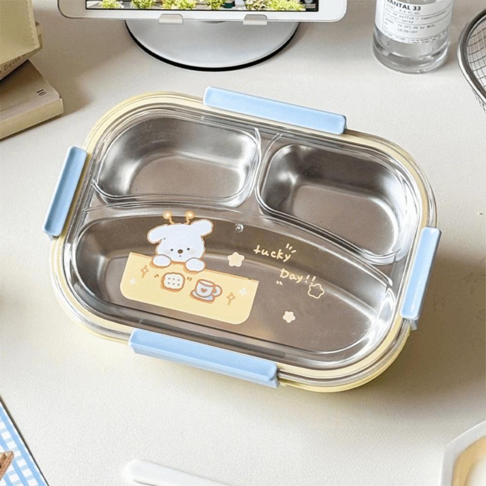 Microwave Safe Cute Lunch Container Food Grade Partitioned Lunch Plate Refrigeration Storage