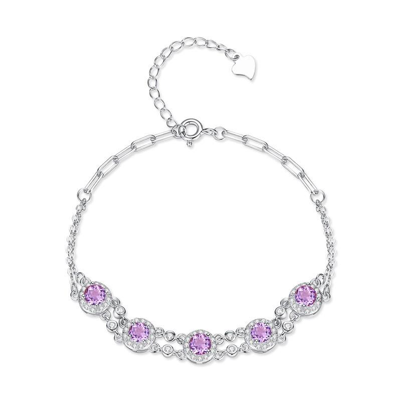 Sterling Geometric Bracelet Women With Natural Gemstone Inlay Modern Elegant Jewelry Accessory 925 Sterling Silver