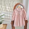 Spring Girls Cartoon Embroidered Ruffle Collar Jacquard Cotton Princess Dress