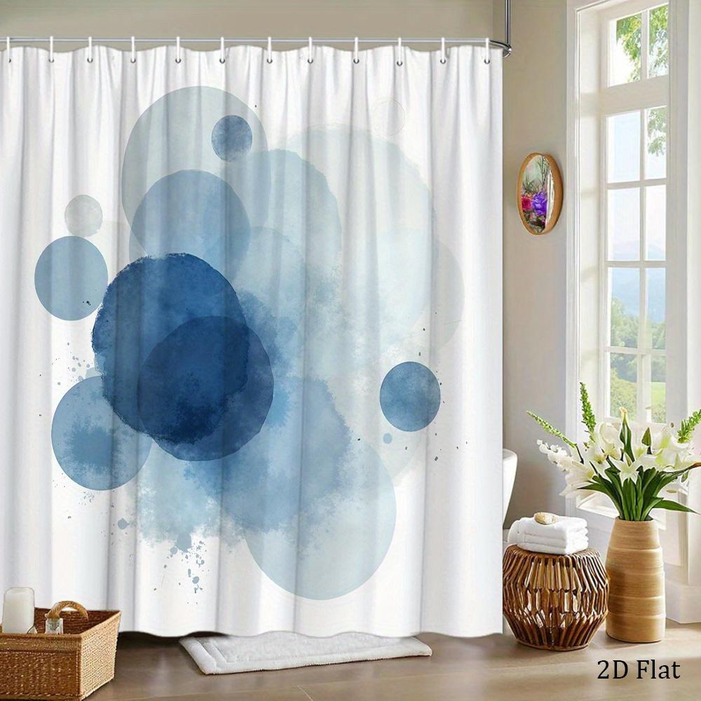 

Blue Watercolor Circle Shower Curtain Abstract Dots With Gradient Shades, Contemporary Art Bath Curtain For Elegant Home Decor W60H190(CM)-1 Pcs